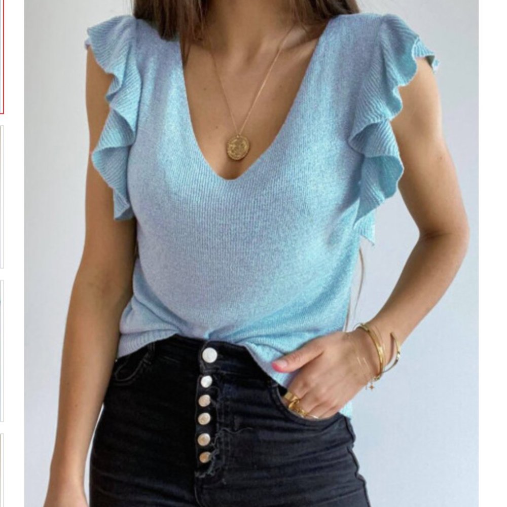 Cascading Ruffles Knit Tank Top